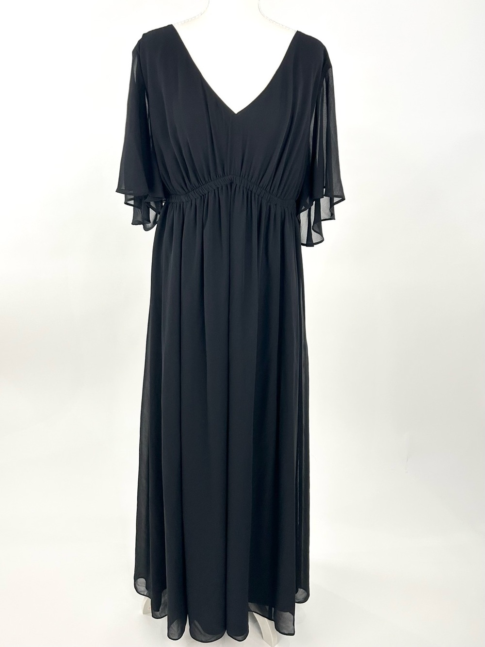 Show Me Your MuMu Black V-Neck Flutter Sleeve Maxi Dress